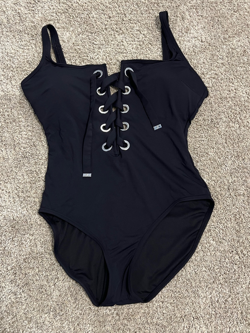 Michael Kors Black Lace-Up One-Piece Swimsuit